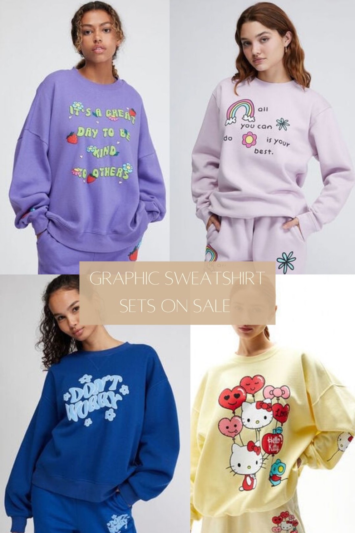 Graphic Sweatshirt Sets On Sale

Runs Large - Oversized Fit
Graphic crewneck sweatshirt. Graphic sweatpants. Lounge set. Hello Kitty graphic

#LTKSale #LTKtravel #LTKU