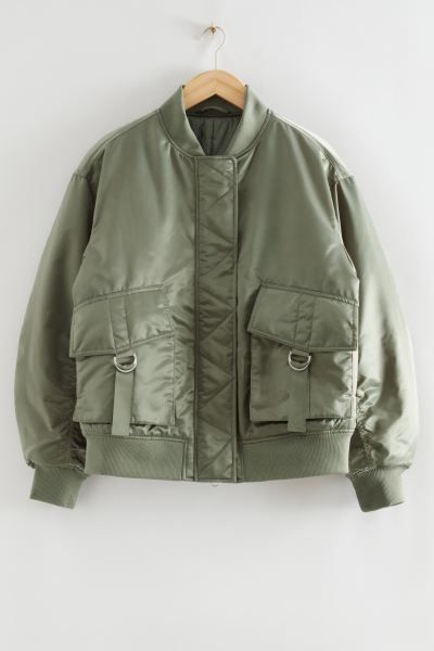 Oversized Satin Flight Jacket | H&M (UK, MY, IN, SG, PH, TW, HK)