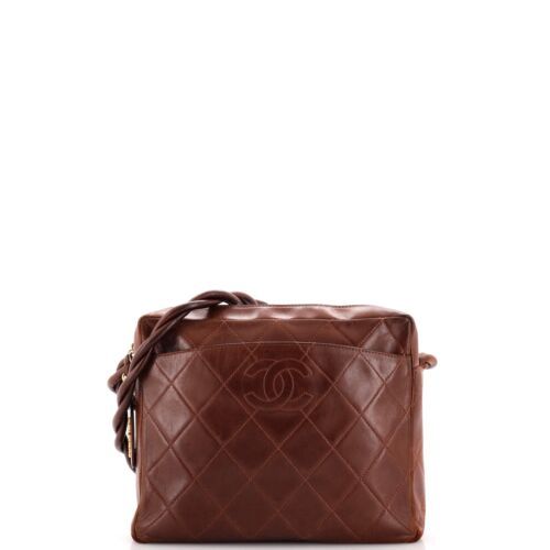 Chanel Vintage Twisted CC Camera Shoulder Bag Quilted Lambskin Small Brown | eBay US
