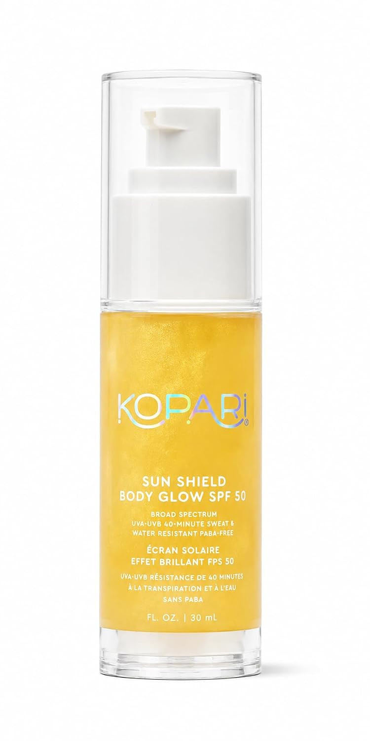 Kopari Mini Sun Shield Body Glow SPF 50 | Travel Size Body Sunscreen SPF 50 with Broad Spectrum UVA/UVB Protection, Lightweight Glow Sunscreen for Hydrated Radiant Skin | Amazon (US)