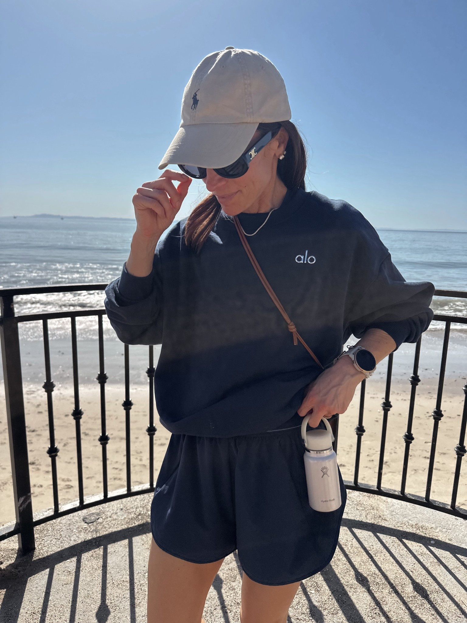 Morning beach walk outfit 
One of my favorite pairs of workout shorts with a built-in liner and zip pockets 
Sweatshirt is naturally oversized wearing regular size 
@Alo Yoga 

#LTKPetite #LTKActive #LTKOver40