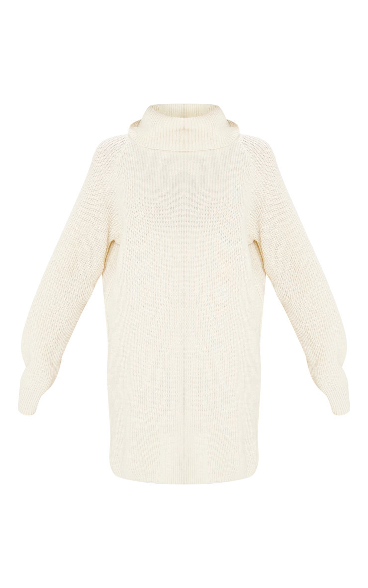 Maternity Cream High Neck Oversized Sweatshirt Dress | PrettyLittleThing US