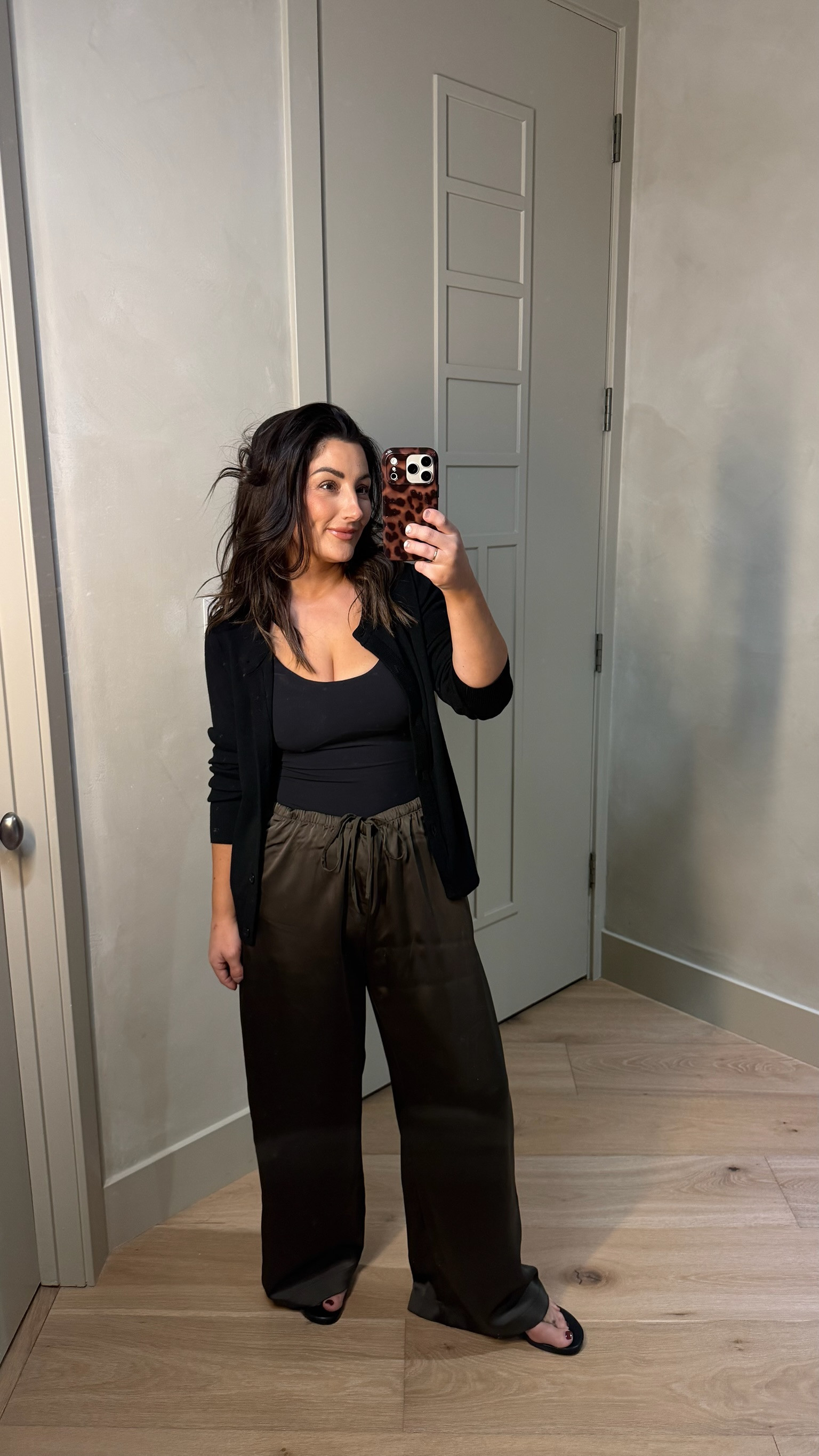 Travel outfit!!
Cardigan and tank size small 
Satin track pants size medium petite  (I need a tiny heel!) 

5'0" 140lbs
Petite friendly

#LTKootd #LTKPetite #LTKTravel