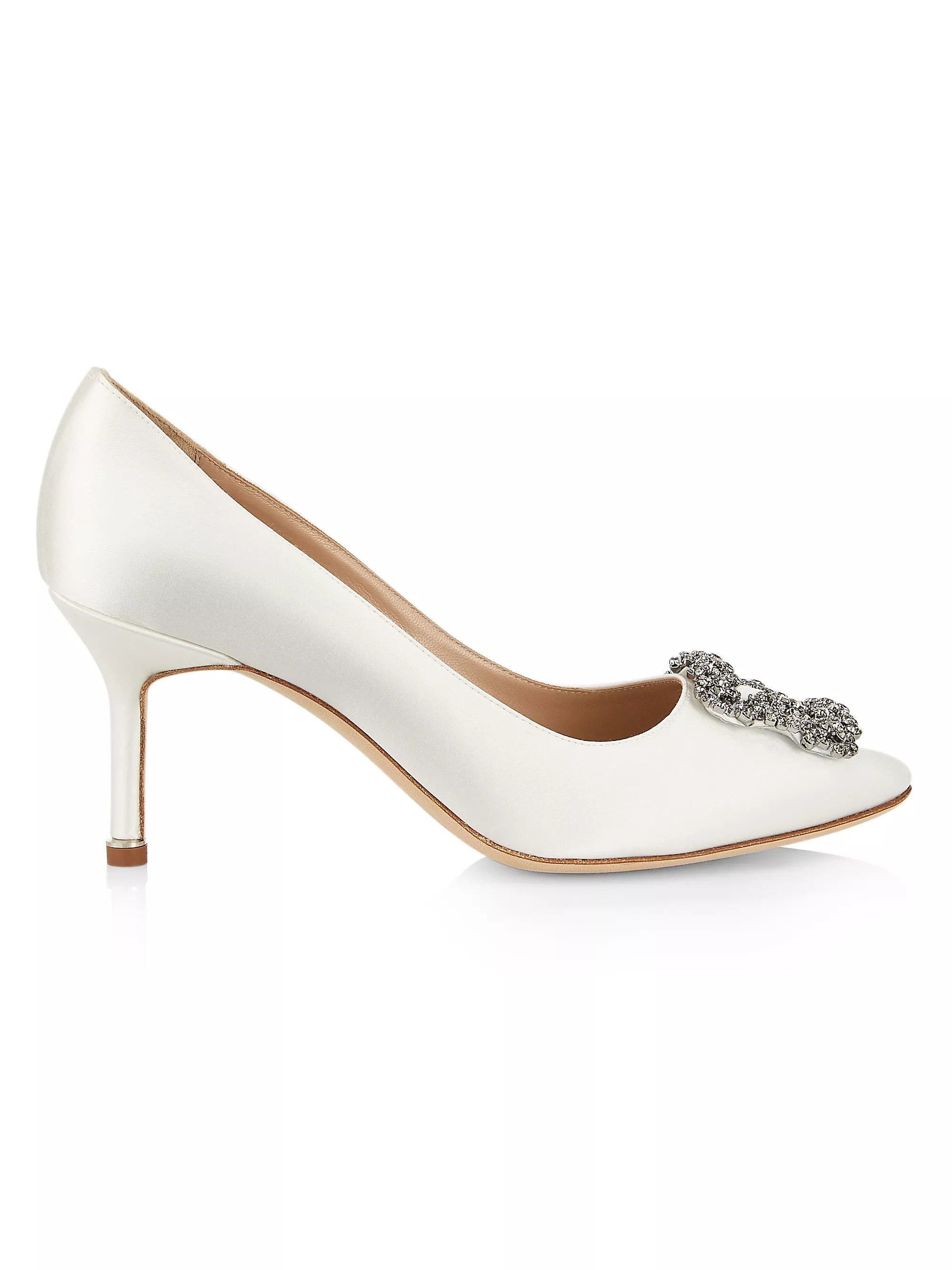 Manolo BlahnikHangisi 70MM Crystal Buckle Satin Pumps | Saks Fifth Avenue