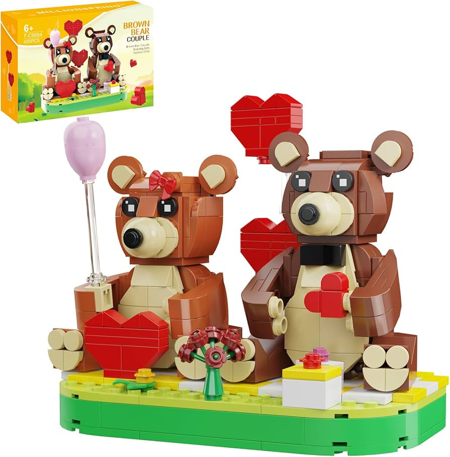 Valentine’s Day Brown Bear Building Sets Compatible for Lego for Lover Friends Her, School Clas... | Amazon (US)