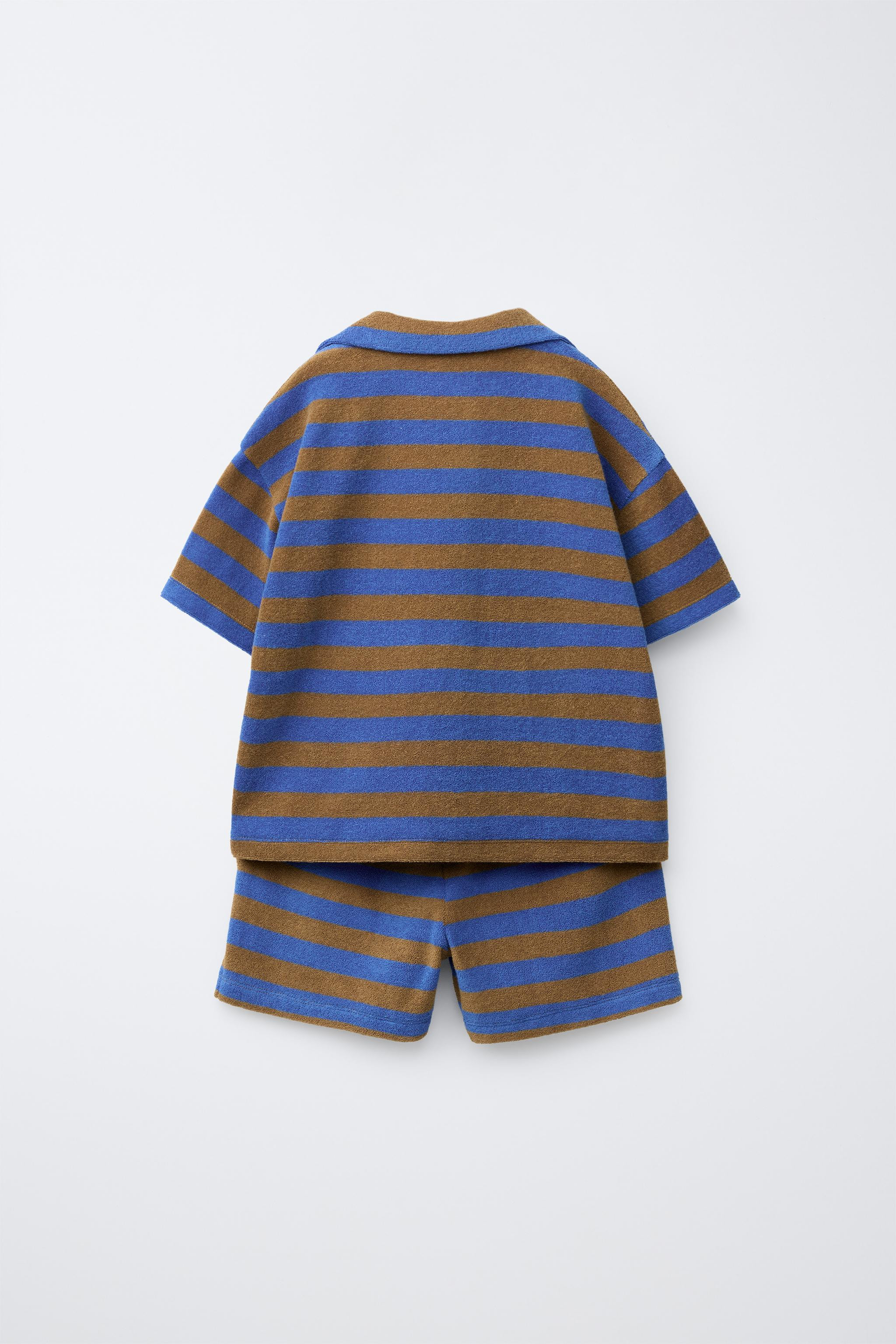 STRIPED TERRYCLOTH POLO AND SHORTS SET | Zara US