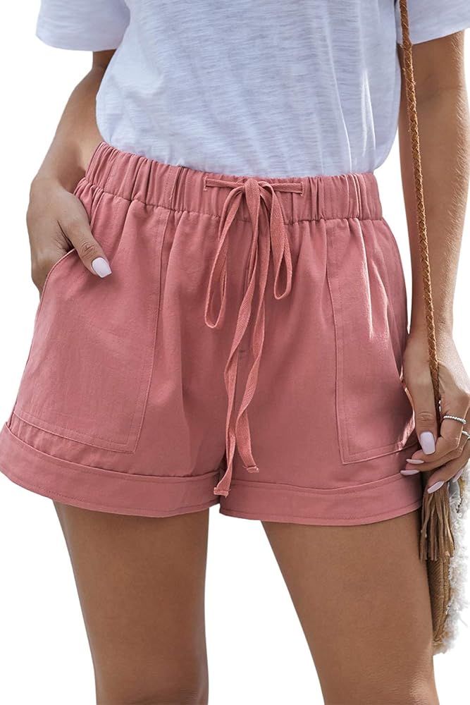 YOCUR Womens Lightweight Shorts Casual Baggy Trendy Short Pants Elastic Waist Drawstring Comfy Pa... | Amazon (US)