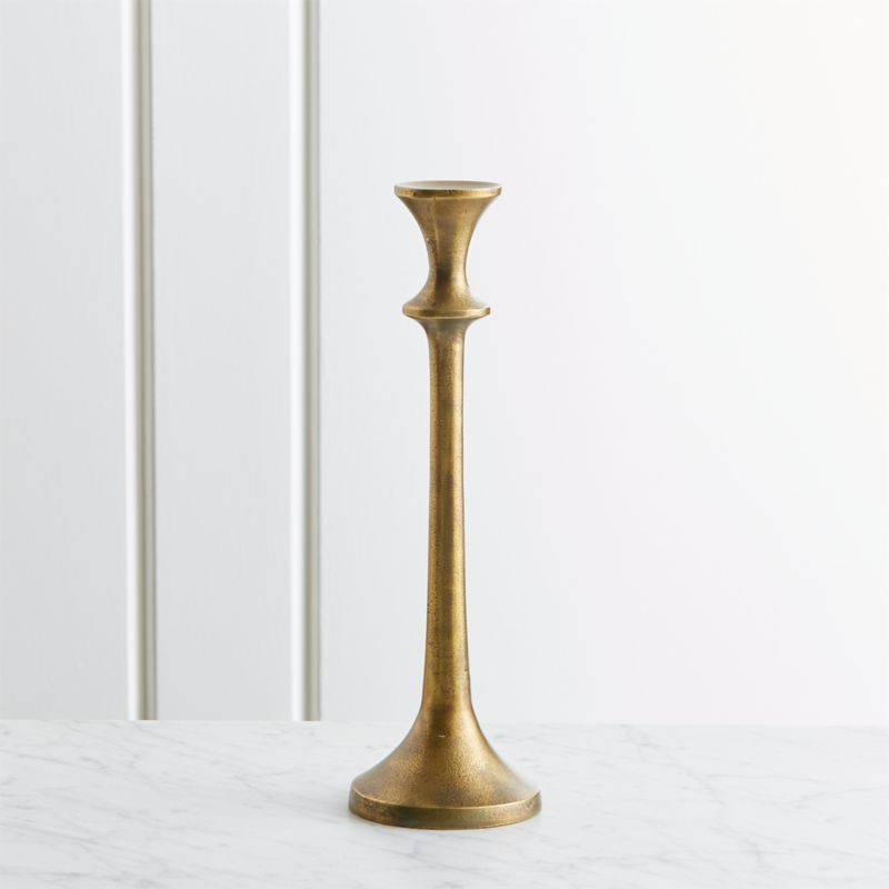 Emmett Antique Brass Taper Candle Holder 11.75" + Reviews | Crate and Barrel | Crate & Barrel