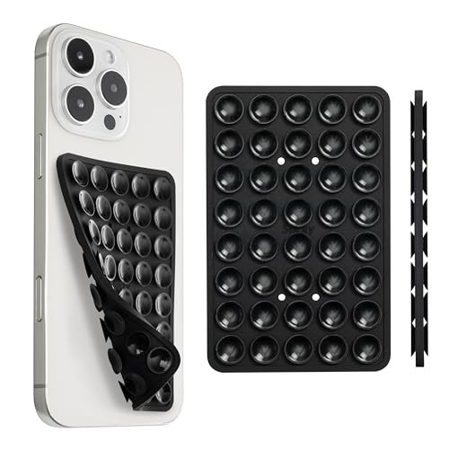 SUCKY Silicone Suction Phone Case Adhesive Mount - Anti-Slip Holder, Hands-Free Fidget Toy, Phone Accessory for iPhone and Android (Deep Black, Double V2) | Amazon (US)