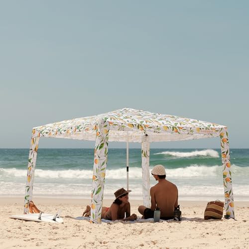 CoolCabana Beach Shade Tent - Easy Setup, UPF 50+ Protection, Large & Medium Sizes, Compact & Wind Resistant - Beach Cabana for The Whole Family - Lemon Scarletta, Large | Amazon (US)