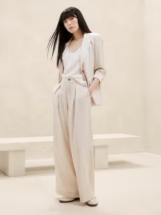 Silky Pleated Wide-Leg Pant | Banana Republic Factory