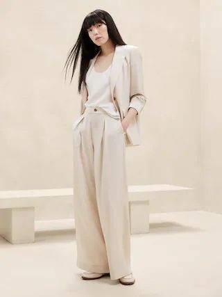 Satin Pleated Wide-Leg Pant | Banana Republic Factory