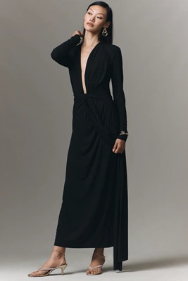 La Maise Studio Collette Plunge-Neck Maxi Dress | Anthropologie (UK)