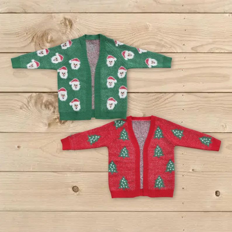 Toddle Girls Christmas Cardiganchristmas Tree Sweater - Etsy | Etsy (US)