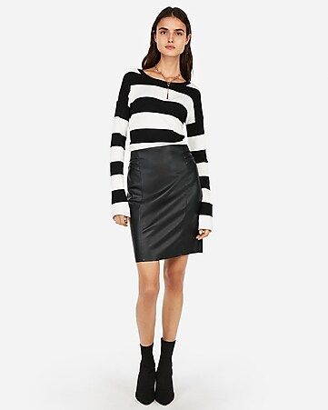 high waisted faux leather pleated pencil skirt | Express