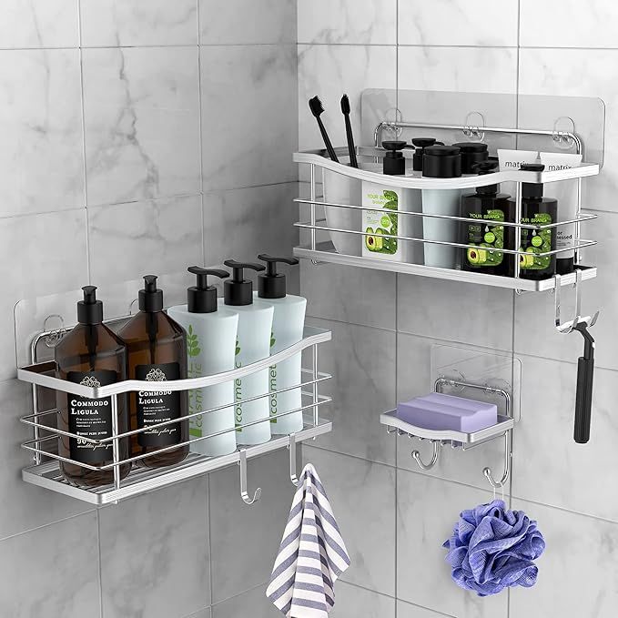 ODesign Shower Caddy 3 PACK with Removable Hooks for Shampoo Conditioner Sponge Razor Soap Dish H... | Amazon (US)