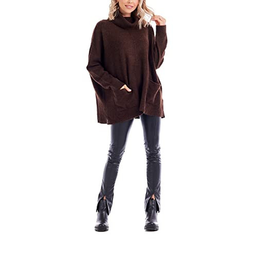 Mud Pie Women's Webb Turtleneck Poncho, Brown, One Size | Amazon (US)