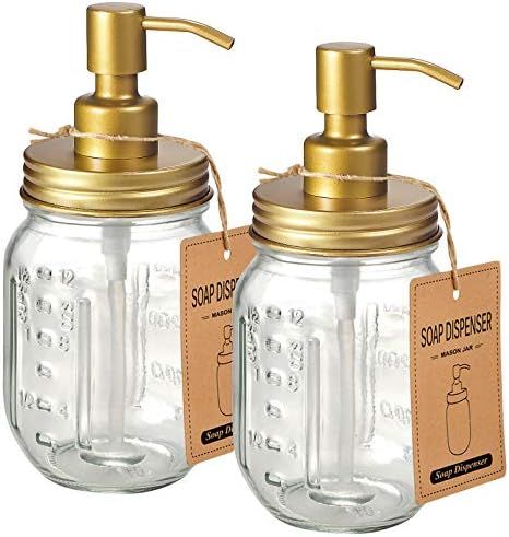 Amolliar Mason Jar Liquid Soap Dispenser -Rustproof Stainless Steel Farmhouse Decor for Bathroom Van | Amazon (US)