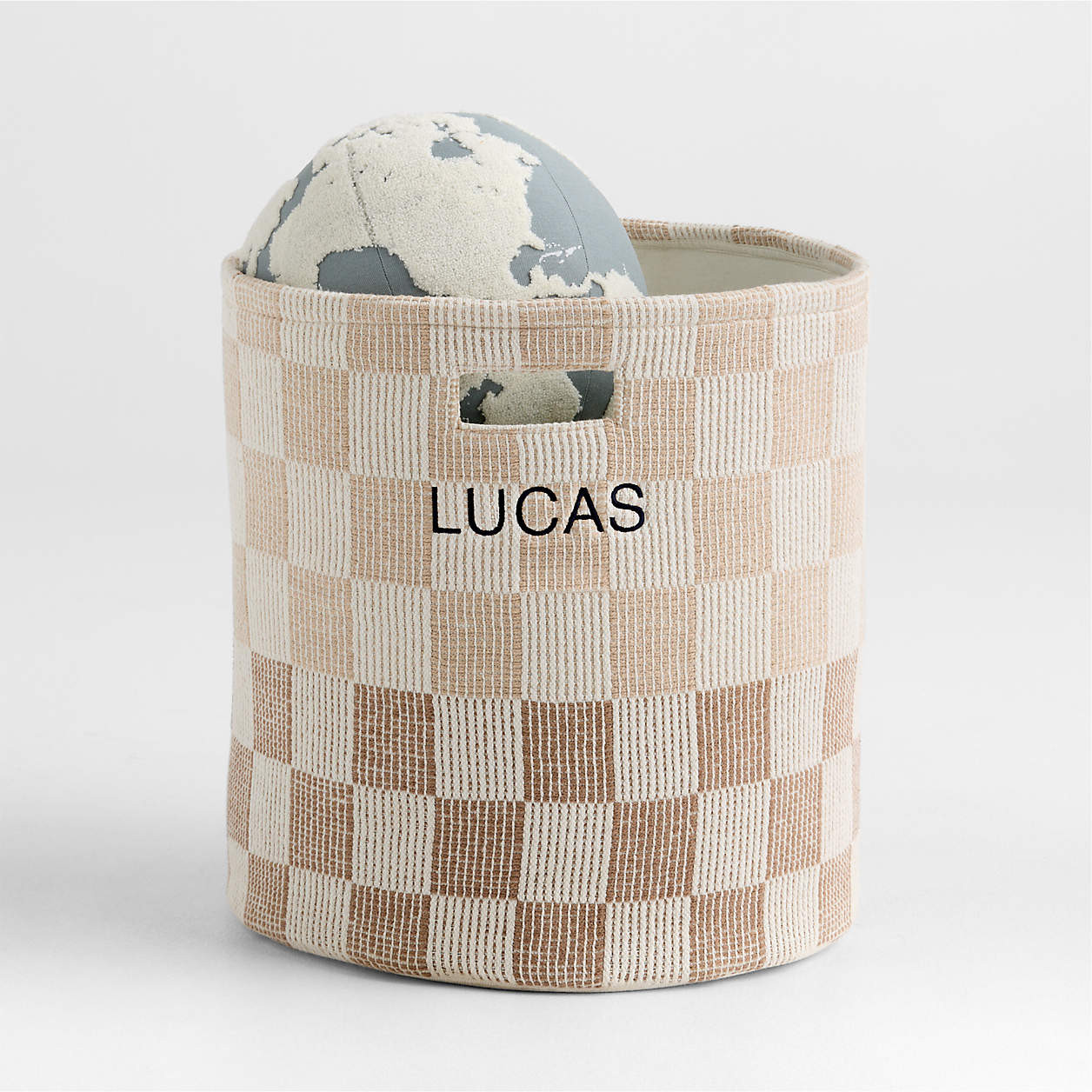 Hopscotch Tan Checkerboard Large Floor Storage Bin + Reviews | Crate & Kids | Crate & Barrel