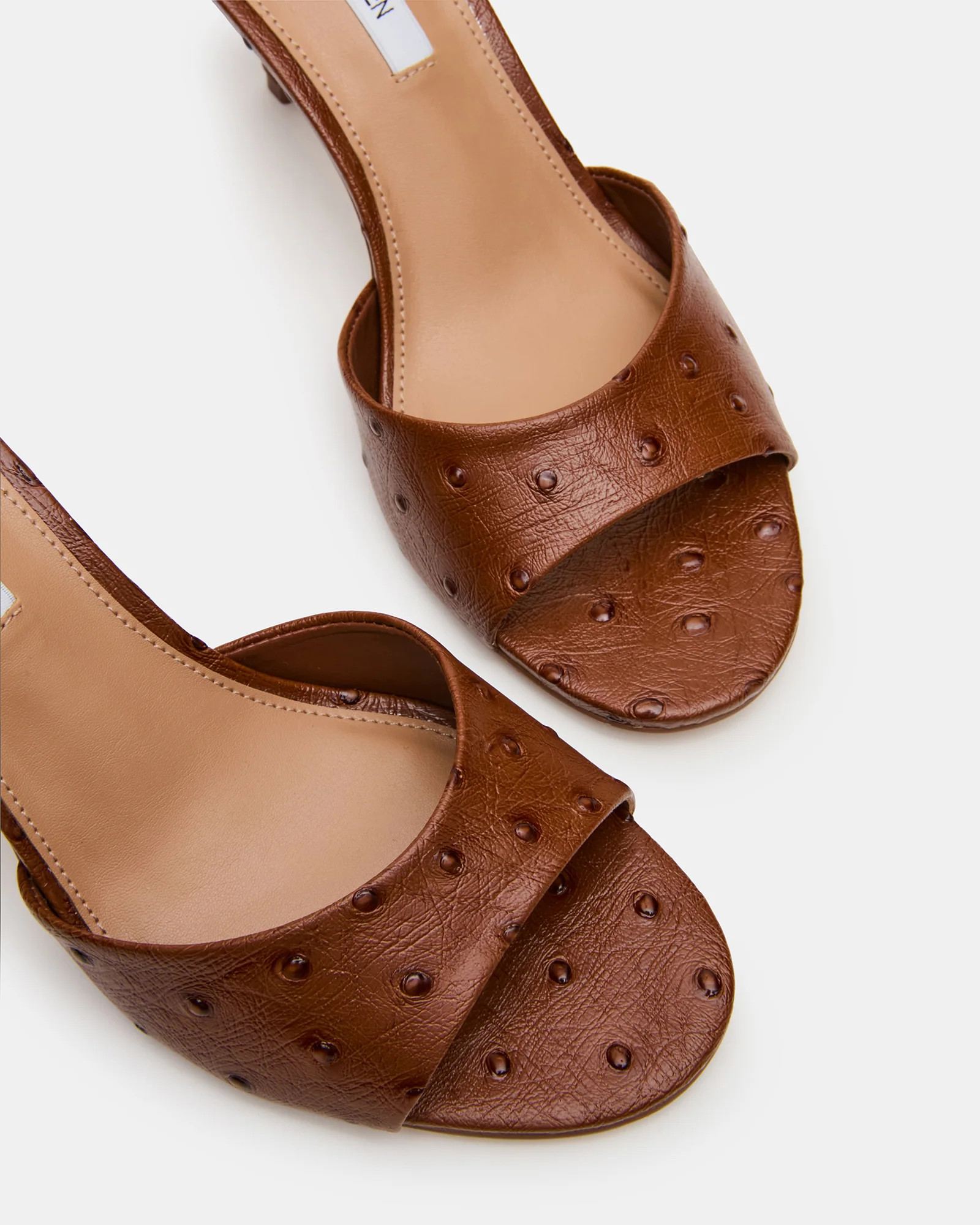 KENDRIX Ostrich Cognac Women's Mule Heel | Steve Madden (US)