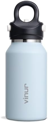 VINUR 9 oz Small Insulated Water Bottle for Lunchbox Purse - One-Hand Operation - Stainless Steel... | Amazon (US)