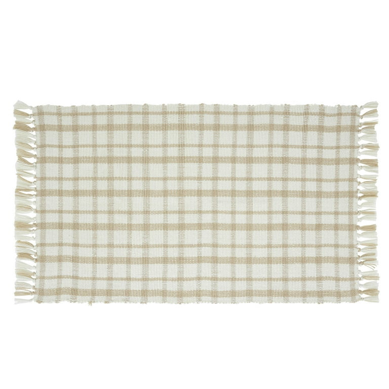 My Texas House Tan Plaid Indoor/Outdoor Layering Rug, 24" x 38" | Walmart (US)