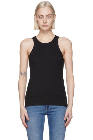 Black Curved Rib Tank Top | SSENSE