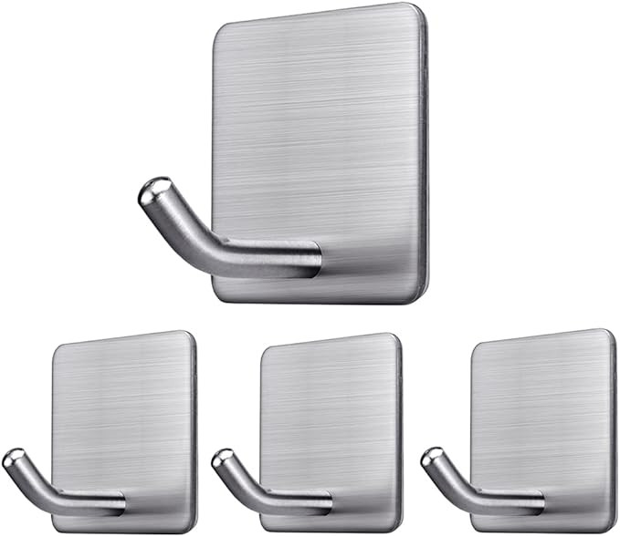 Fotosnow Adhesive Hooks Heavy Duty Wall Hooks Waterproof Stainless Steel Hooks for Hanging Coat, ... | Amazon (US)