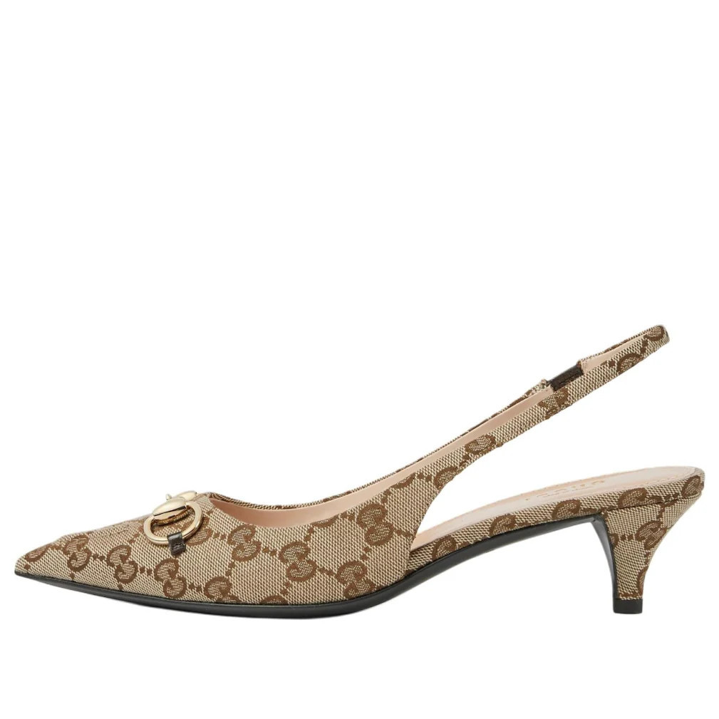 (WMNS) Gucci Horsebit Slingback Heels 'Beige Canvas' | KICKS CREW