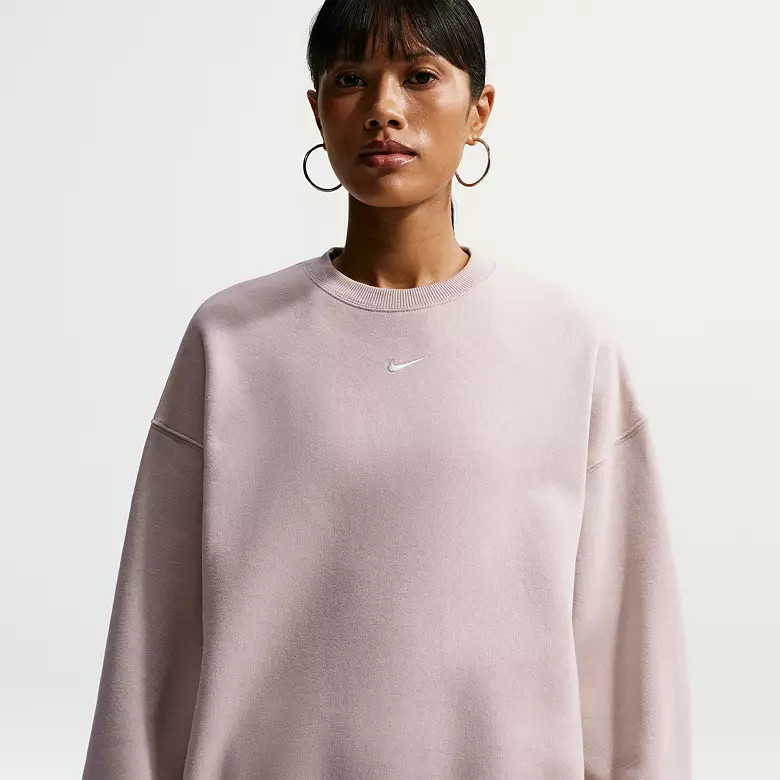 Nike Women's Studio Fleece Medium Weight Oversized Crew, XS, Cream Ii | DICK'S Sporting Goods