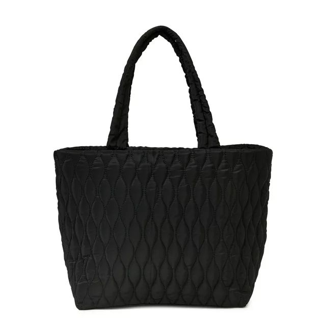 Time and Tru Women's Tara Nylon Tote Bag Black | Walmart (US)