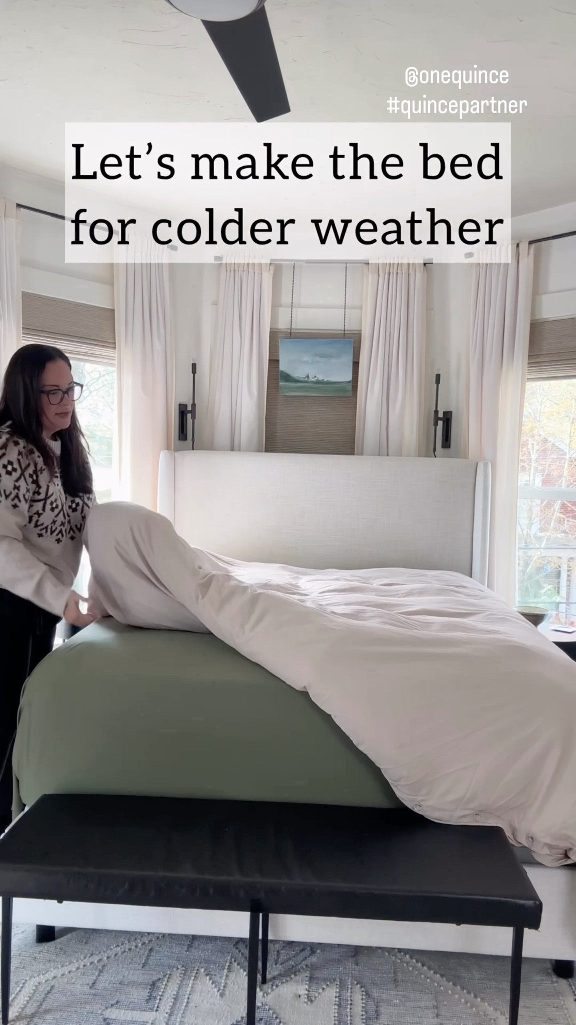 I’m so happy with my new bedding for the colder months! I think the hero of this ensemble is definitely the bamboo sheets and duvet cover. If you sleep hot, trust me, this is the bedding for you! (Attention- women in perimenopause… these are the best sheets I’ve found for night sweats). My husband loves how soft everything is too. It gets an A+ in my book. @onequince #quincepartner 

#LTKHome