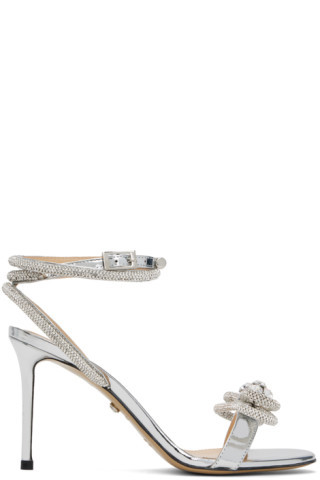 Silver Double Bow 95 Heeled Sandals | SSENSE