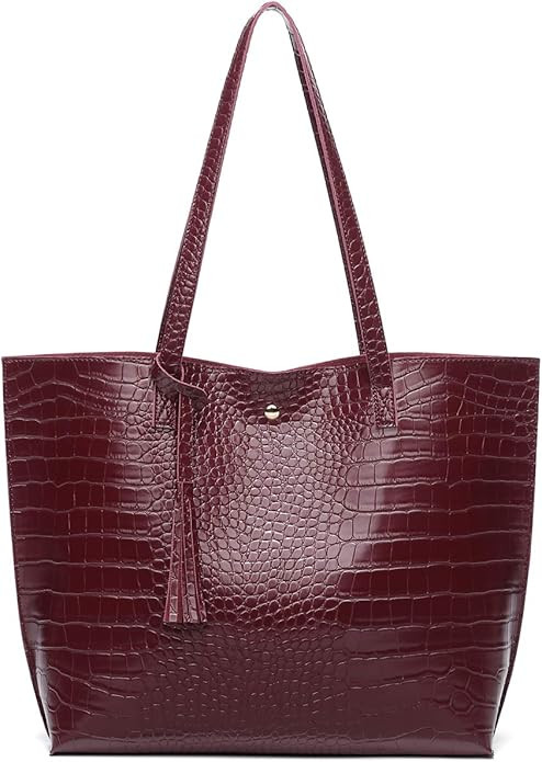 Dreubea Women's Soft Faux Leather Tote Shoulder Bag from, Big Capacity Tassel Handbag | Amazon (US)