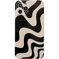 Black White Striped Swirl Lines Phone Case Compatible with iPhone 13 Pro Max Retro Chic Wave Aest... | Amazon (US)