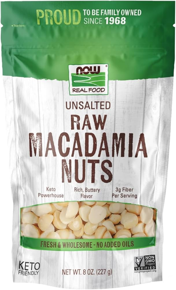 NOW Foods, Raw Macadamia Nuts, Unsalted, Good Source of Fiber, Non-GMO Project Verified, 8-Ounce ... | Amazon (US)