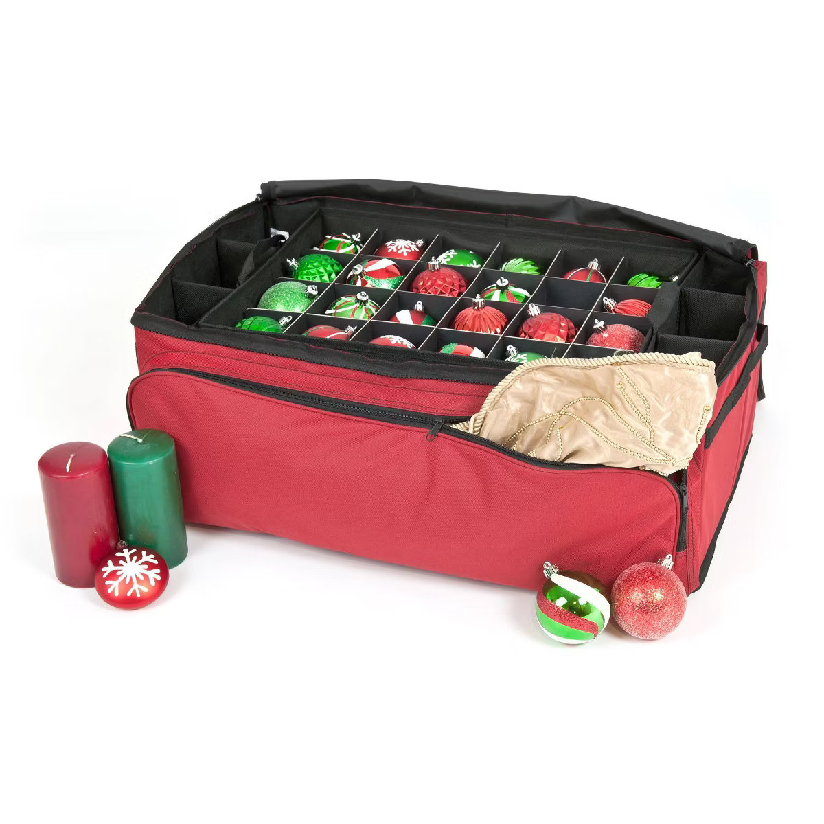 TreeKeeper Santa's Bags 3 Tray Ornament Storage with Side and Front Pockets | Target