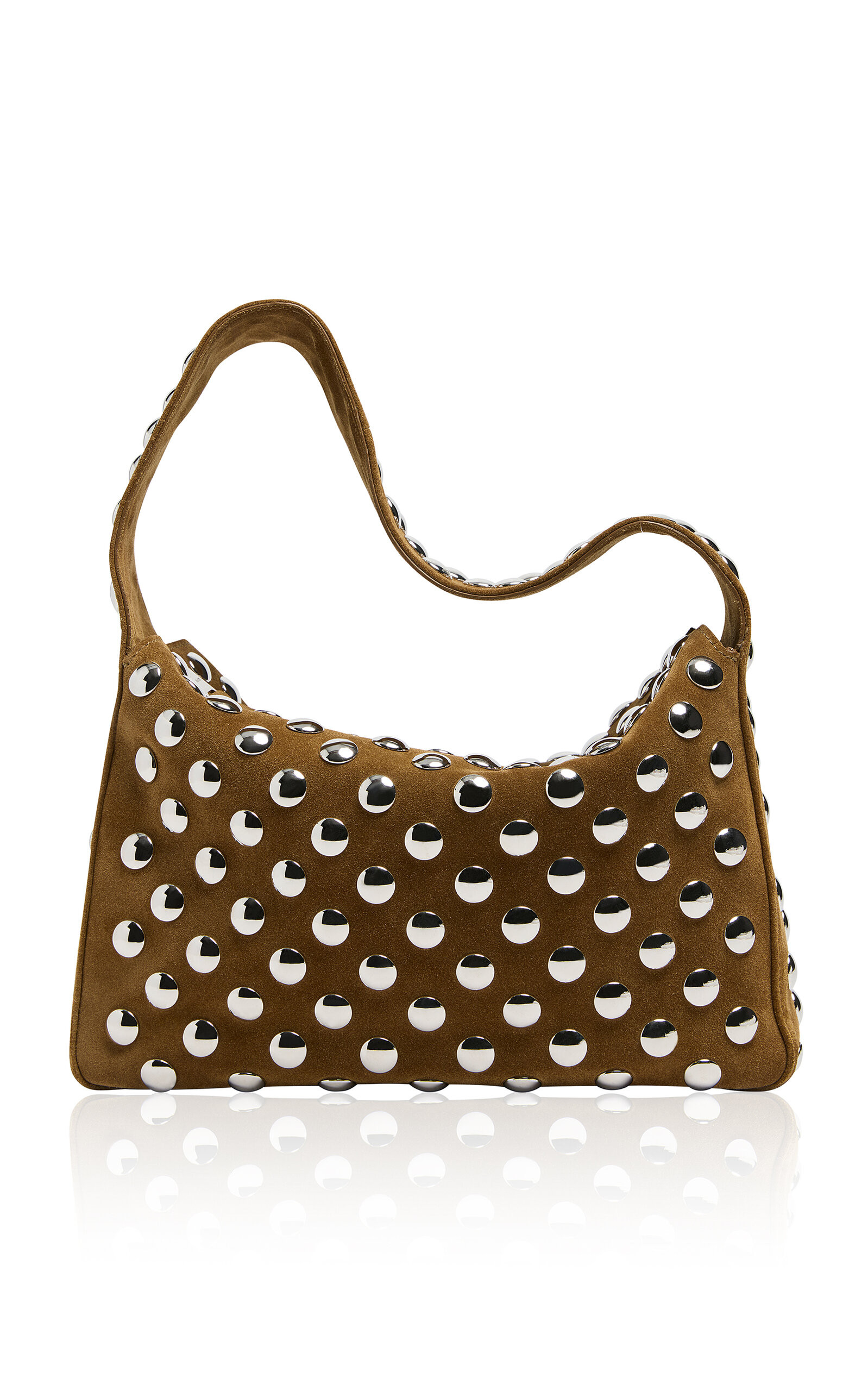 Khaite - Elena Studded Suede Shoulder Bag - Brown - OS - Moda Operandi | Moda Operandi (Global)