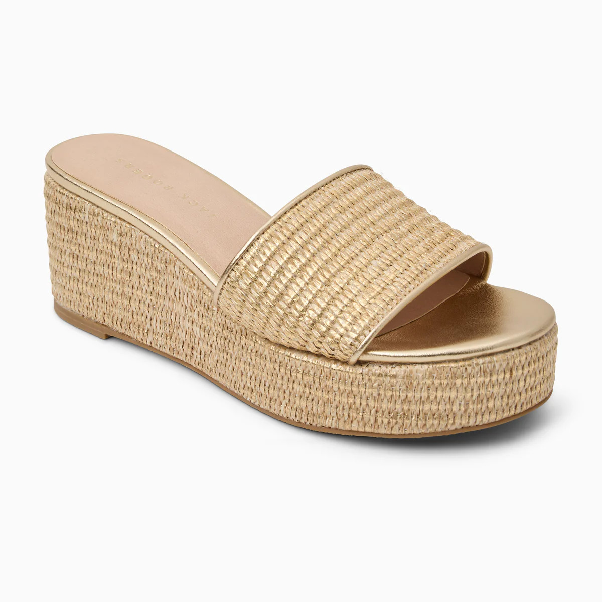 Jack Rogers Bay Mid-Wedge Heels — Gold Metallic Raffia | Jack Rogers