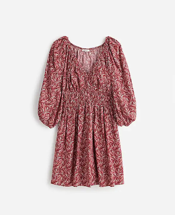 Puff-Sleeve V-Neck Mini Dress in Paisley Floral | Madewell