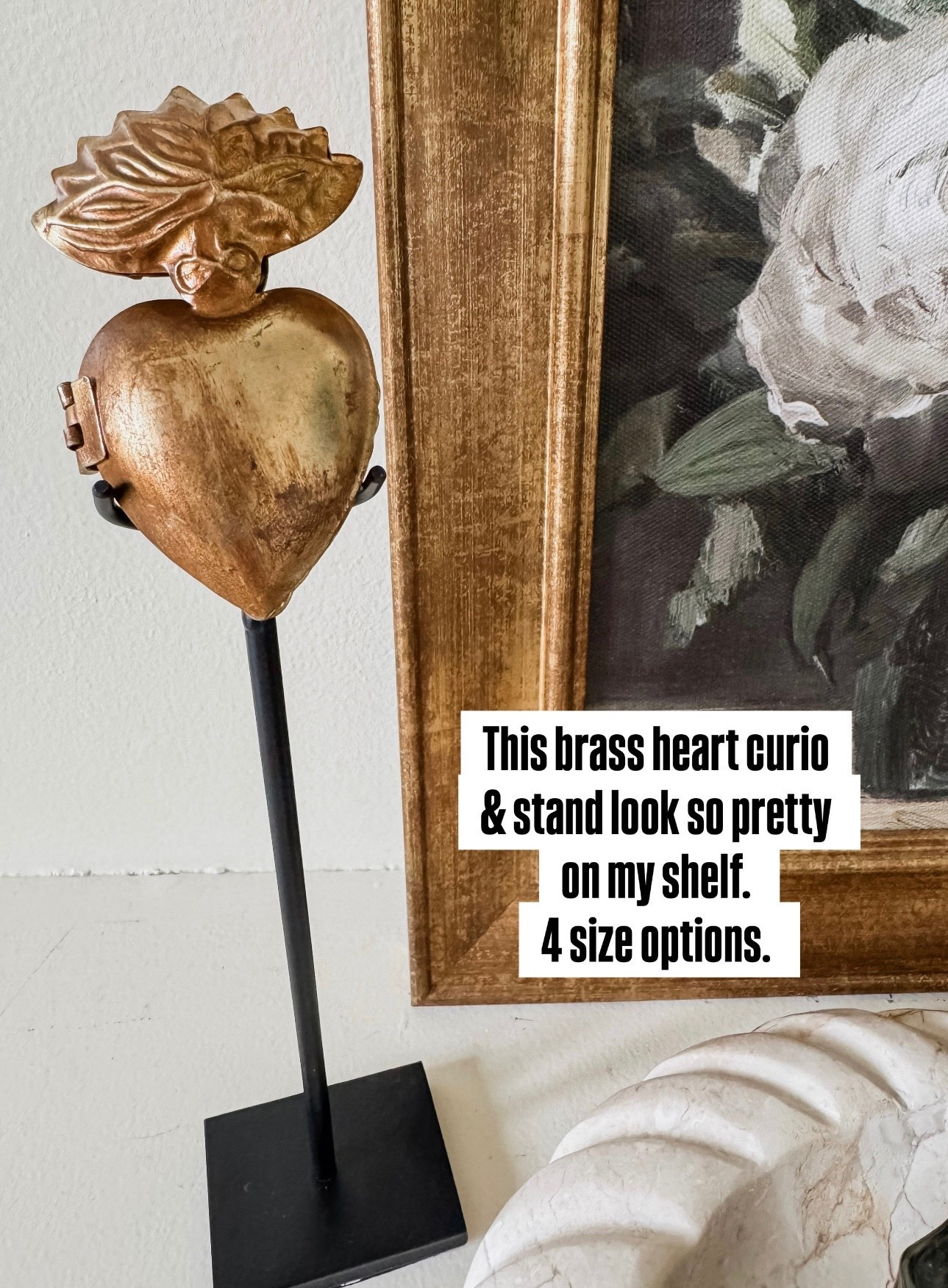 Brass heart curio with stand. Valentines Day. Heart styles. Shelf decor. 

#LTKOver40 #LTKHome #LTKValentine
