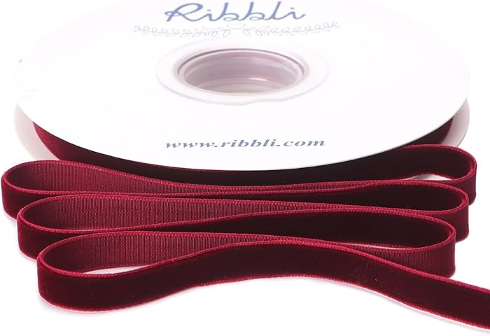 Ribbli Burgundy Velvet Ribbon 3/8 Inches Continuous10 Yard Spool Red Christmas Ribbon for Gift Wr... | Amazon (US)