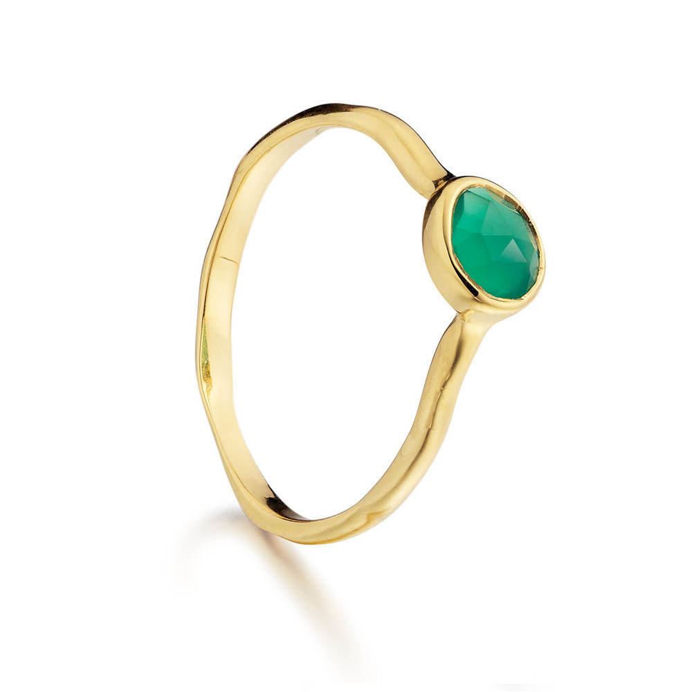 Siren Green Onyx Small Stacking Ring, Gold Vermeil on Silver | Monica Vinader (US)