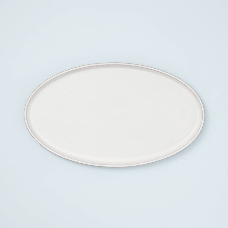 Modern Rim Stoneware Serving Platter Sour Cream - Hearth & Hand™ with Magnolia | Target