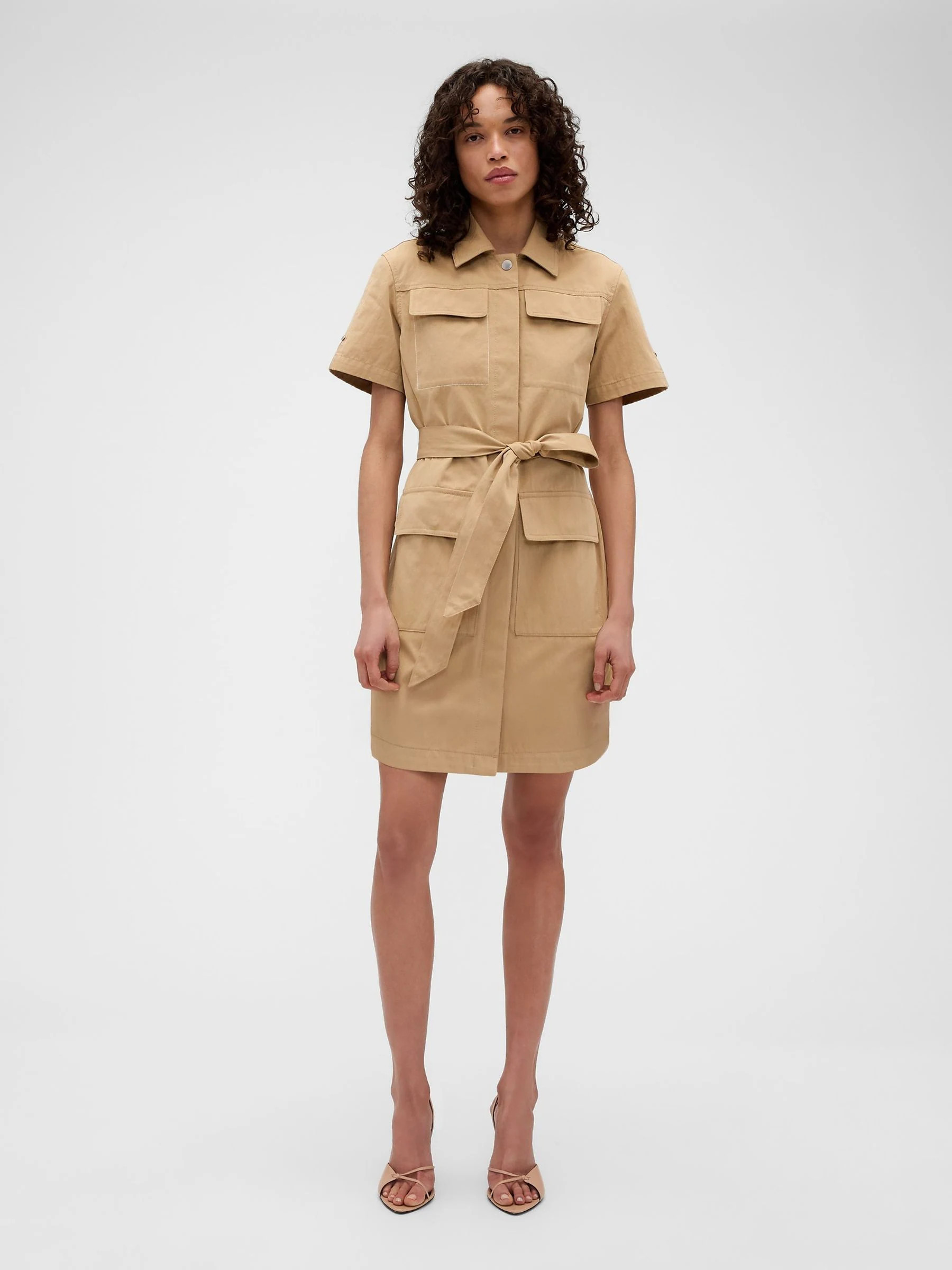Gap Gap x Victoria Beckham Beige Utility Mini Dress | GAP UK