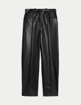 Leather Look Straight Leg Cropped Trousers | M&S Collection | M&S | Marks & Spencer IE