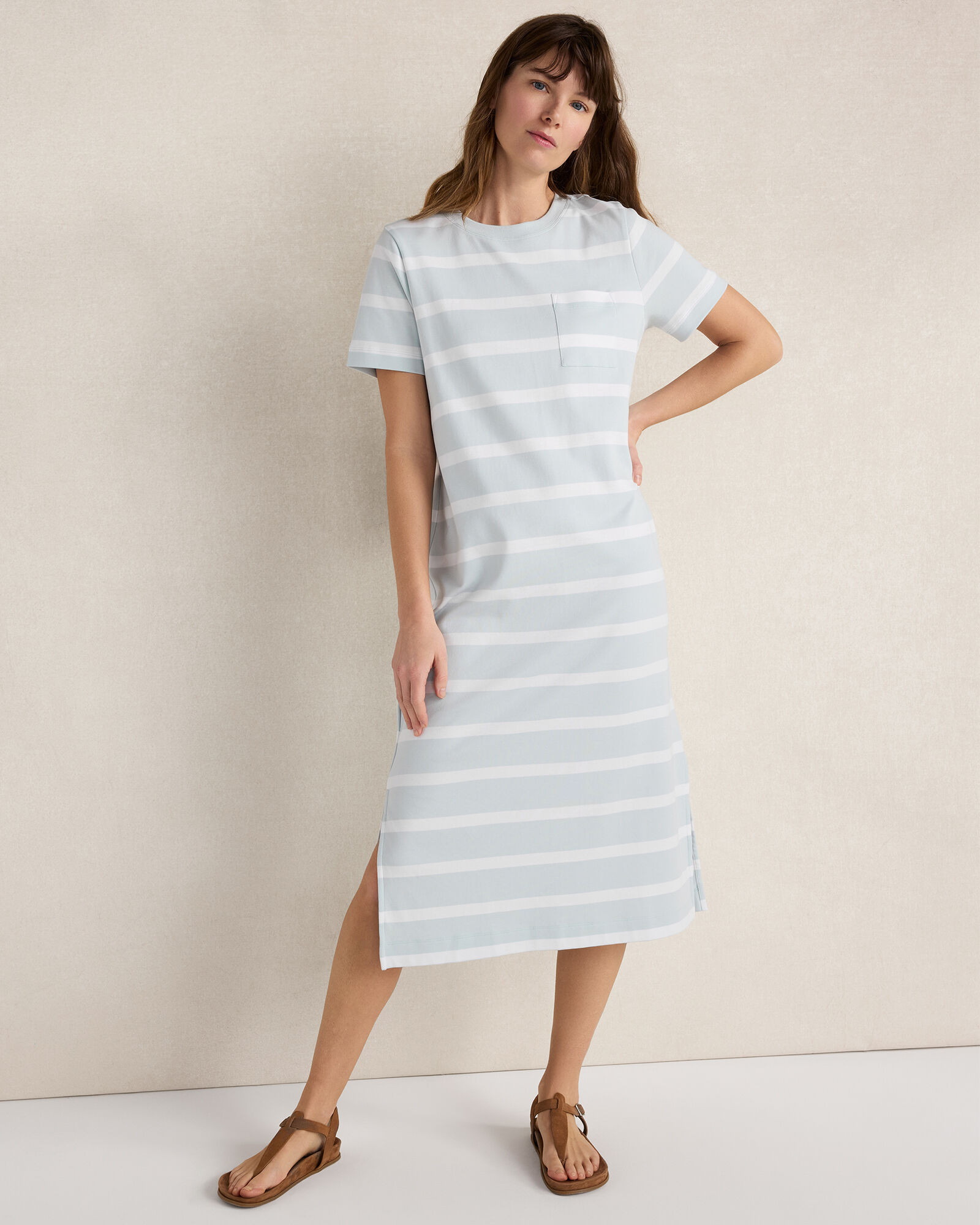 Organic Cotton Interlock Striped Short Sleeve Dress | Haven Well Within