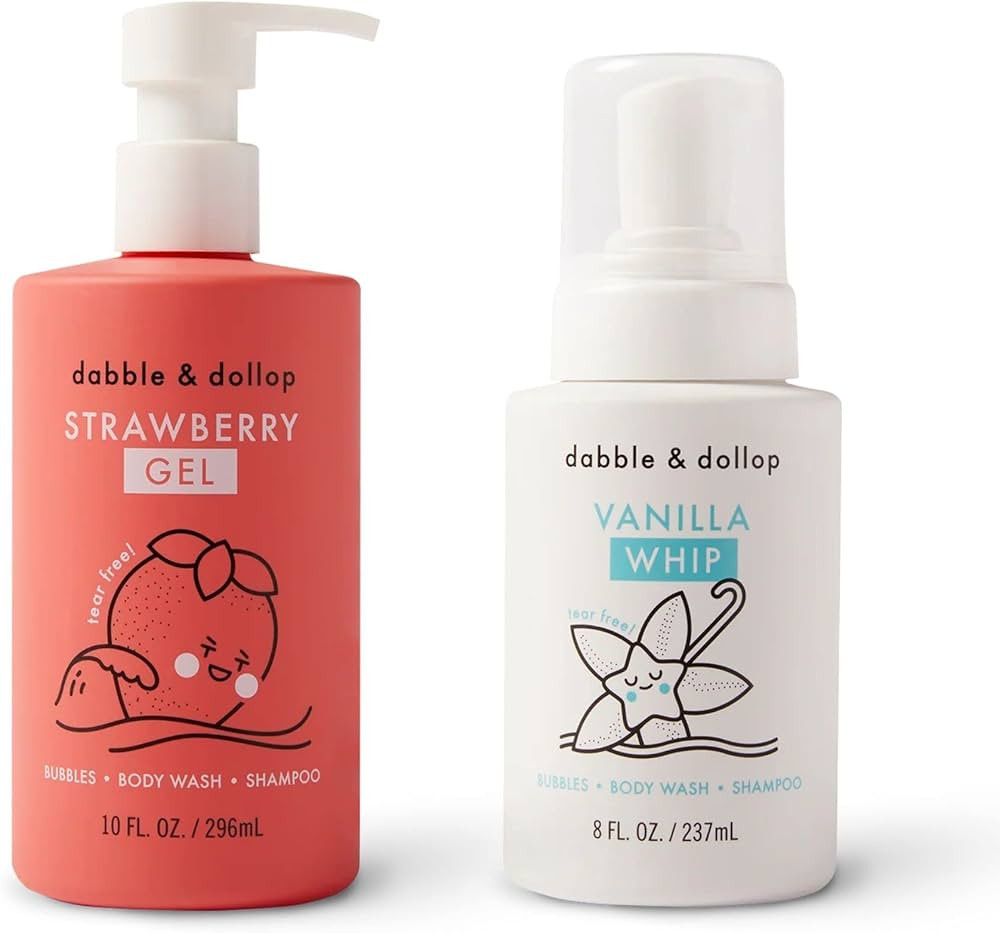 Dabble & Dollop Strawberry + Vanilla Body Wash & Shampoo - 3 in 1 Natural Bubble Bath for Kids, U... | Amazon (US)