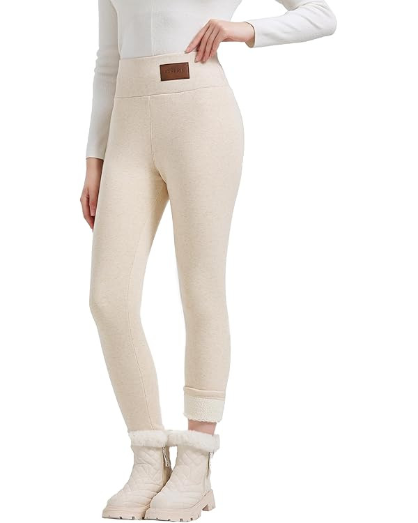 JK SUE JONES Women Winter Warm Thick Leggings Fleece Lined Stretchy Soft Thermal Sherpa Pants Hig... | Amazon (US)