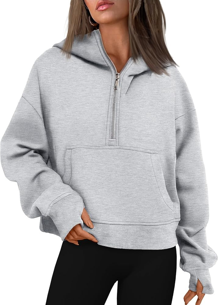 Trendy Queen Womens Hoodies Quarter Zip Pullover Oversized Sweatshirts Half Zip Pullover With Poc... | Amazon (US)